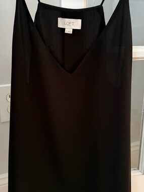 LOFT Black V-Neck Top with Subtle Texture